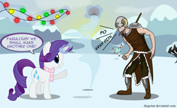 Size: 2159x1317 | Tagged: safe, artist:diegotan, rarity, human, crossover, skyrim, the elder scrolls