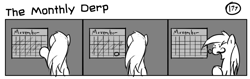 Size: 1280x404 | Tagged: safe, artist:tetrapony, derpy hooves, pegasus, pony, comic:the daily derp, calendar, comic, female, mare, monochrome, moustache, movember, no shave november, solo, the monthly derp