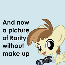 Size: 800x800 | Tagged: safe, artist:shinjitoo, featherweight, pegasus, pony, blue background, camera, colt, dialogue, looking at you, male, open mouth, simple background, smiling, solo, text, two toned mane, wings