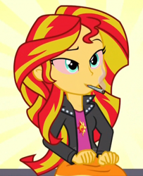 Size: 324x400 | Tagged: safe, artist:m48patton, edit, edited screencap, screencap, sunset shimmer, equestria girls, drugs, smoking, solo, sunset stoner