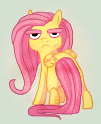 Size: 422x518 | Tagged: safe, artist:griffsnuff, fluttershy, pegasus, pony, flutterguy, looking at you, looking back, manly, rule 63, solo, thick eyebrows, wat