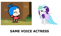 Size: 938x553 | Tagged: safe, rarity, pony, unicorn, exploitable meme, meme, pucca, same voice actor