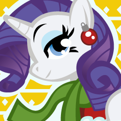 Size: 250x250 | Tagged: safe, artist:ladypixelheart, rarity, pony, unicorn, christmas, clothes, scarf