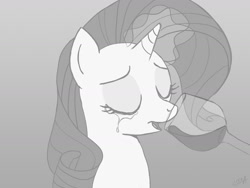 Size: 1600x1200 | Tagged: safe, artist:subtlepixel, rarity, pony, unicorn, alcohol, crying, drinking, grayscale, magic, monochrome, sad, solo, wine