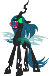 Size: 655x1024 | Tagged: safe, artist:trini-mite, edit, queen chrysalis, changeling, changeling queen, angry, former queen chrysalis, glowing eyes, hatred, simple background, solo, transparent background, vector, villainous breakdown