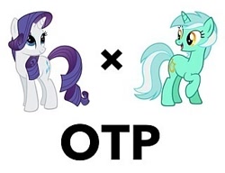 Size: 320x246 | Tagged: safe, lyra heartstrings, rarity, pony, unicorn, exploitable meme, female, lesbian, lyraty, otp, shipping