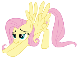 Size: 2500x1855 | Tagged: safe, artist:luckysmores, fluttershy, pegasus, pony, exploitable meme, female, iwtcird, mare, scrunchy face, simple background, solo, stretching, transparent background, vector