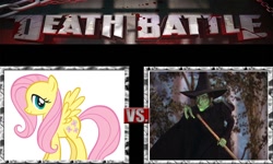 Size: 1080x648 | Tagged: safe, artist:darthwill3, fluttershy, pegasus, pony, crossover, death battle, elphaba, meme, meta, the wizard of oz