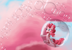 Size: 1300x910 | Tagged: safe, artist:eytosh, pinkie pie, earth pony, pony, bubble, in bubble, solo