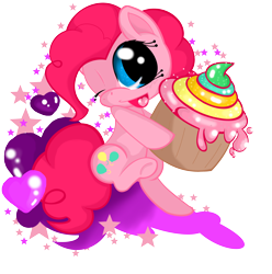 Size: 4960x4992 | Tagged: safe, artist:tailsdoll5, pinkie pie, earth pony, pony, absurd resolution, cupcake, solo