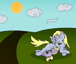 Size: 1524x1287 | Tagged: safe, artist:gogglesparks, derpy hooves, dinky hooves, pegasus, pony, equestria's best mother, female, mare