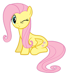 Size: 2000x2222 | Tagged: safe, artist:kuren247, fluttershy, pegasus, pony, high res, simple background, transparent background, vector, wink