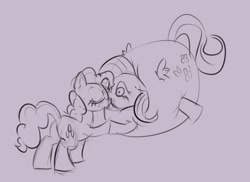 Size: 757x552 | Tagged: safe, fluttershy, pinkie pie, earth pony, pegasus, pony, female, flutterpie, inflation, kiss inflation, lesbian, puffkiss, shipping