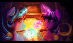 Size: 1171x688 | Tagged: safe, artist:tangomangoes, starlight glimmer, twilight sparkle, twilight sparkle (alicorn), alicorn, pony, magic