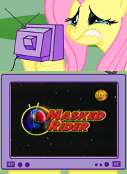 Size: 563x771 | Tagged: safe, artist:ryeguy5, fluttershy, pegasus, pony, exploitable meme, kamen rider, meme, saban's masked rider, tv meme