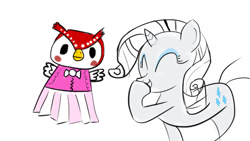 Size: 1024x576 | Tagged: safe, artist:socks, rarity, owl, pony, unicorn, animal crossing, celeste, crossover