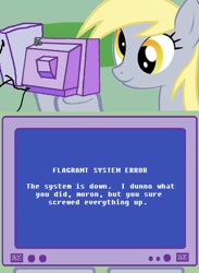 Size: 563x771 | Tagged: safe, derpy hooves, pegasus, pony, blue screen of death, computer, error message, exploitable meme, female, homestar runner, mare, meme, tv meme