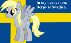 Size: 1190x712 | Tagged: safe, derpy hooves, pegasus, pony, female, flag, headcanon, mare, sweden, swedish flag