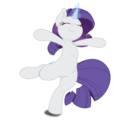 Size: 1500x1453 | Tagged: safe, artist:joey darkmeat, artist:vanilliepie, rarity, pony, unicorn, belly button, bipedal, cute, female, glowing horn, horn, magic, mare, raised leg, raribetes, simple background, smiling, solo, vector, white background