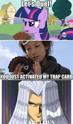 Size: 840x1428 | Tagged: safe, derpibooru import, twilight sparkle, pegasus, pony, enter, go-busters, image macro, super sentai, text, yu-gi-oh!