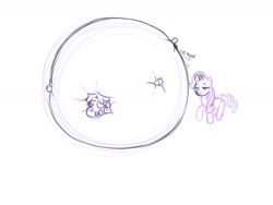 Size: 1600x1200 | Tagged: safe, artist:marshmallowbeam, rarity, sweetie belle, pony, unicorn, ball, balloon, inflation