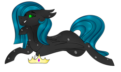 Size: 1264x758 | Tagged: safe, artist:skywapawa122, queen chrysalis, changeling, changeling queen, pegasus, pony, ponified, prone, simple background, solo, species swap, transparent background, wings