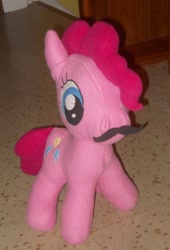 Size: 864x1270 | Tagged: safe, artist:eratosofcyrene, pinkie pie, irl, moustache, photo, plushie