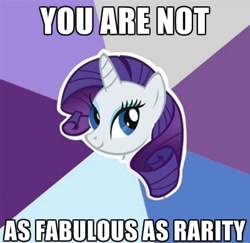 Size: 400x389 | Tagged: safe, rarity, pony, unicorn, fabulous, female, horn, image macro, mare, solo, truth