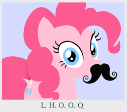 Size: 1070x946 | Tagged: safe, artist:agentliri, pinkie pie, earth pony, pony, spike at your service, art parody, fine art parody, l.h.o.o.q., marcel duchamp, moustache