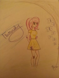 Size: 720x960 | Tagged: safe, artist:~taco, fluttershy, clothes, dress, humanized