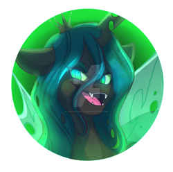 Size: 1024x1016 | Tagged: safe, artist:twisted-sketch, queen chrysalis, changeling, changeling queen, solo, watermark