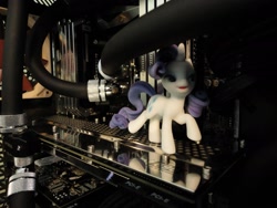 Size: 2333x1750 | Tagged: safe, rarity, pony, unicorn, 3d print, computer, female, horn, mare, photo, solo