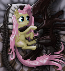 Size: 1200x1317 | Tagged: safe, artist:starbat, fluttershy, alien, pegasus, pony, alien (franchise), crossover, ponified, xenomorph