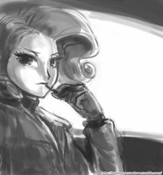 Size: 735x788 | Tagged: safe, artist:johnjoseco, rarity, human, grayscale, humanized, monochrome, solo