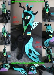 Size: 1024x1440 | Tagged: safe, artist:agatrix, queen chrysalis, changeling, changeling queen, anthro plushie, for sale, irl, life size, photo, plushie, sitting