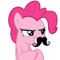 Size: 5000x5000 | Tagged: safe, artist:php19, derpibooru exclusive, pinkie pie, earth pony, pony, spike at your service, absurd resolution, moustache, plotting, simple background, solo, transparent background, vector