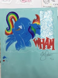 Size: 1536x2048 | Tagged: safe, artist:andypriceart, derpibooru import, rainbow dash, pegasus, pony, cloud, faceplant, rainbow crash, solo, traditional art