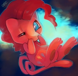 Size: 789x774 | Tagged: safe, artist:dhui, pinkie pie, earth pony, pony, crossover, mew, pokémon