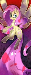 Size: 431x1026 | Tagged: safe, artist:kaliptro, fluttershy, pegasus, pony, female, flying, long tail, mare, smiling, solo