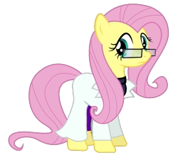 Size: 1229x1106 | Tagged: safe, artist:supermariogalaxy13, fluttershy, pegasus, pony, clothes, doctor, glasses, lab coat, simple background, solo, transparent background