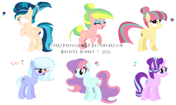 Size: 1520x906 | Tagged: safe, artist:flurrypastels-mlp, indigo zap, lemon zest, sour sweet, starlight glimmer, sugarcoat, sunny flare, equestria girls, alternate universe, equestria girls ponified, ponified, watermark