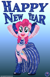 Size: 3456x5334 | Tagged: safe, artist:template93, pinkie pie, earth pony, pony, absurd resolution, belly button, belly dancer, clothes, dress, new year, showgirl, solo