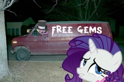 Size: 720x479 | Tagged: safe, rarity, spike, irl, photo, ponies in real life, van