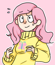 Size: 187x220 | Tagged: safe, artist:nyan-cow, fluttershy, clothes, humanized, sweatershy