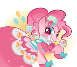 Size: 729x633 | Tagged: safe, artist:kiisuke, pinkie pie, earth pony, pony, clothes, cupcake, dress, gala, pixiv, solo