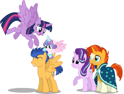Size: 4369x3309 | Tagged: dead source, safe, artist:shabrina025, flash sentry, princess flurry heart, starlight glimmer, sunburst, twilight sparkle, twilight sparkle (alicorn), alicorn, pony, aunt twilight, auntie starlight, auntie twilight, brad, cute, diasentres, equestria's best uncle, female, flashlight, flurrybetes, male, scrunchy face, shipping, straight, uncle and niece, uncle flash