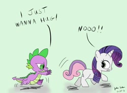 Size: 960x704 | Tagged: safe, artist:judhudson, rarity, spike, sweetie belle, pony, unicorn, colored, female, interspecies, male, recolor, shipping, sparity, spikebelle, straight