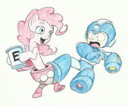 Size: 1265x1054 | Tagged: safe, artist:joelashimself, pinkie pie, earth pony, pony, crossover, e-tank, eddie, megaman