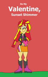 Size: 1213x1929 | Tagged: safe, artist:hunterxcolleen, sunset shimmer, equestria girls, charlie brown, humanized, parody, peanuts, poster, valentine, valentine's day