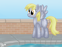 Size: 792x612 | Tagged: safe, derpy hooves, pegasus, pony, female, inflatable, mare, pool toy, solo, swimming pool